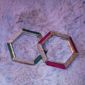 Hexagonal Silver and Multicolor Bangles